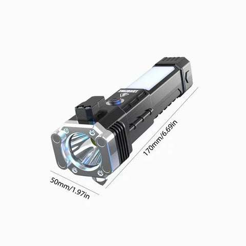 Versatile High Power Led Flashlight Focus Light Power Bank and Window Hammer